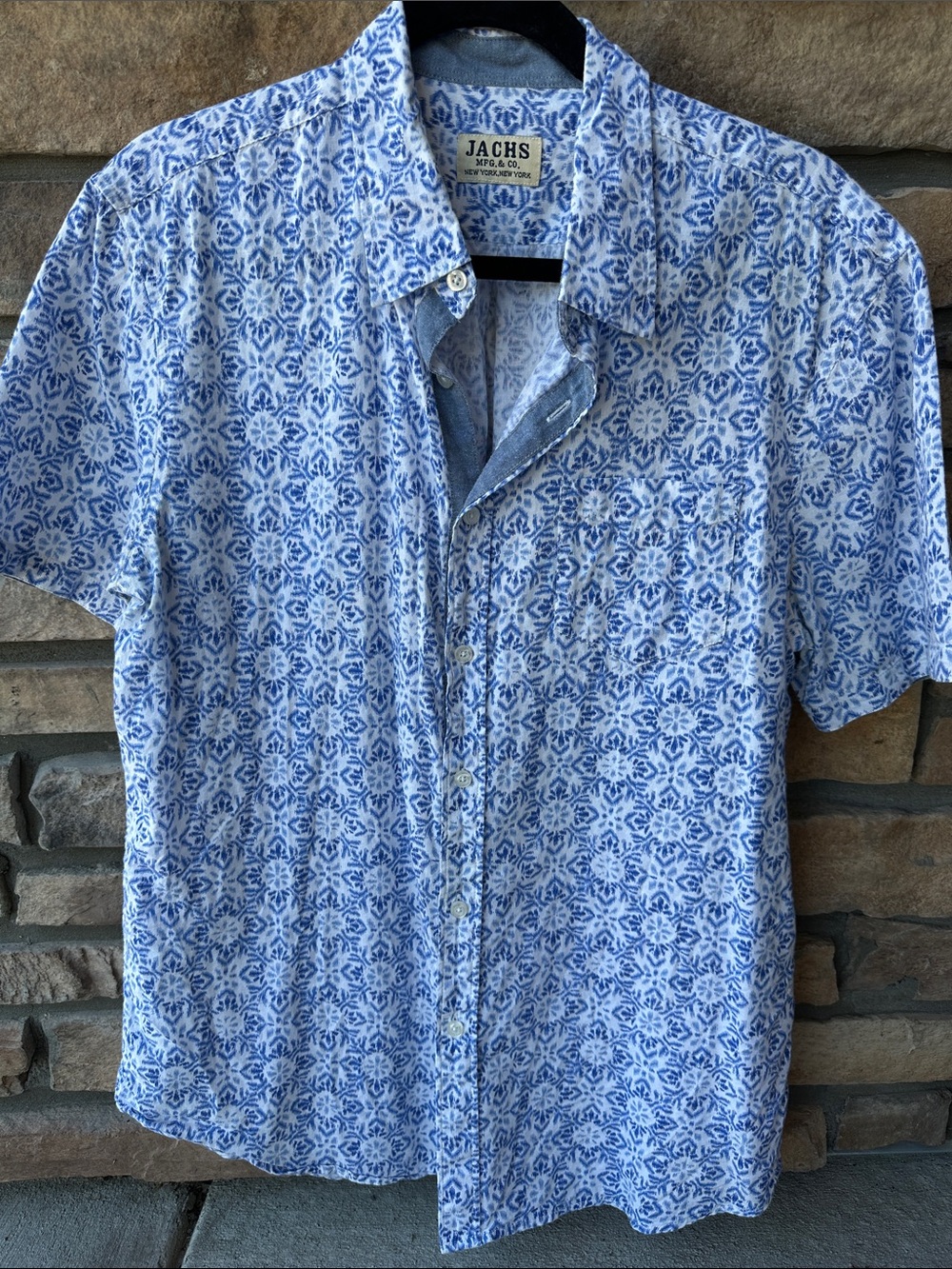 Jachs Light Blue & White Floral Short-Sleeve Button-Down Shirt